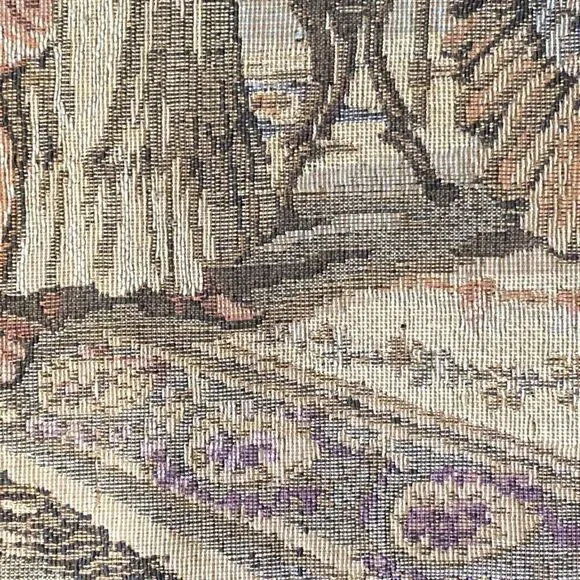 Antique French Woven Tapestry Wall Hanging Victorian Salon Party 34” X 18.5” - Picture 8 of 16